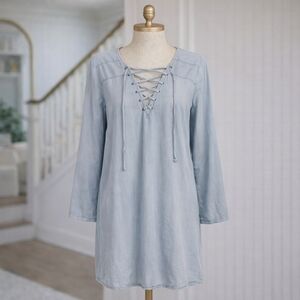 Sanctuary Clothing Sienna Chambray Tie-Front Dress Sz Medium